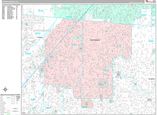 Citrus Heights Wall Map